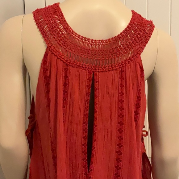 Free People Women’s Red Cotton Multi-Layered Dress Size Small - Picture 6 of 10